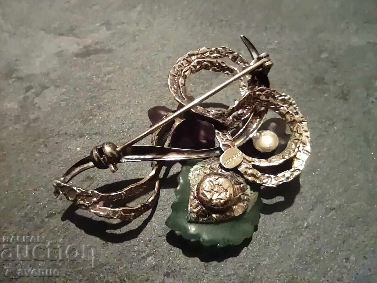 Gold-plated brooch, stylish flowers, stamp 21.10.25 - 7