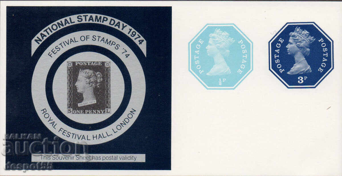 1974. Ηνωμένο Βασίλειο. Ημέρα Ταχυδρομικής Γραμματοσήμου. Μπλοκ 1974. Ηνωμένο Βασίλειο. Ημέρα Ταχυδρομικής Γραμματοσήμου. Μπλοκ