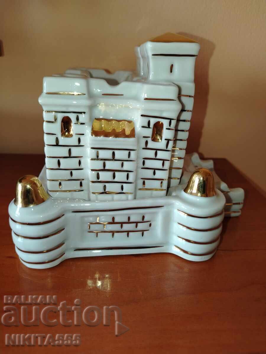 Beautiful porcelain inkwell Baba Vida/Vidin with gold plating - 5