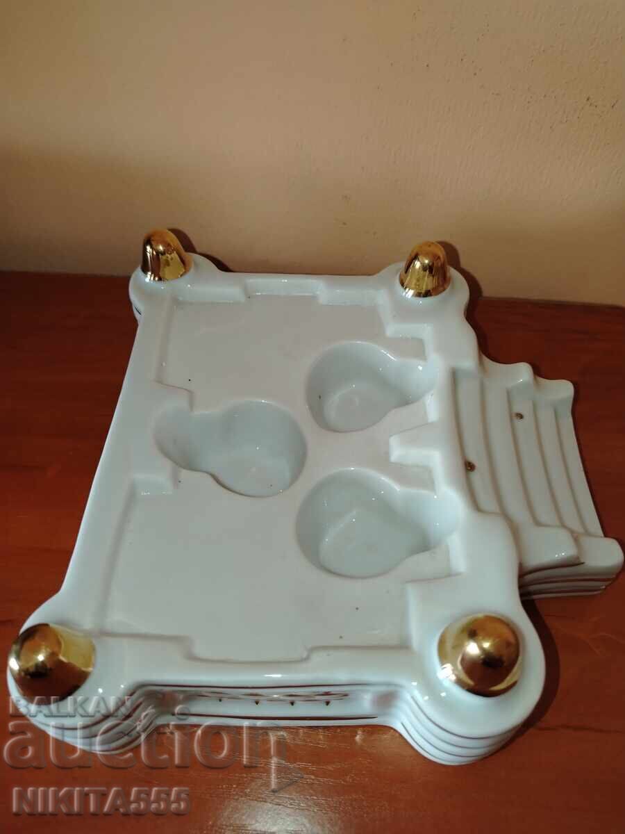 Beautiful porcelain inkwell Baba Vida/Vidin with gold plating - 6