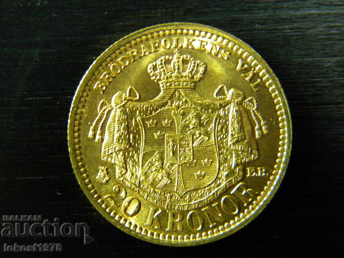 Licitație Aur. 1887. 20 coroane. Oscar II. UNC