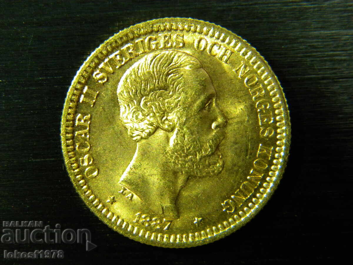 Delivery of Gold. 1887. 20 Kroner. Oscar II. UNC
