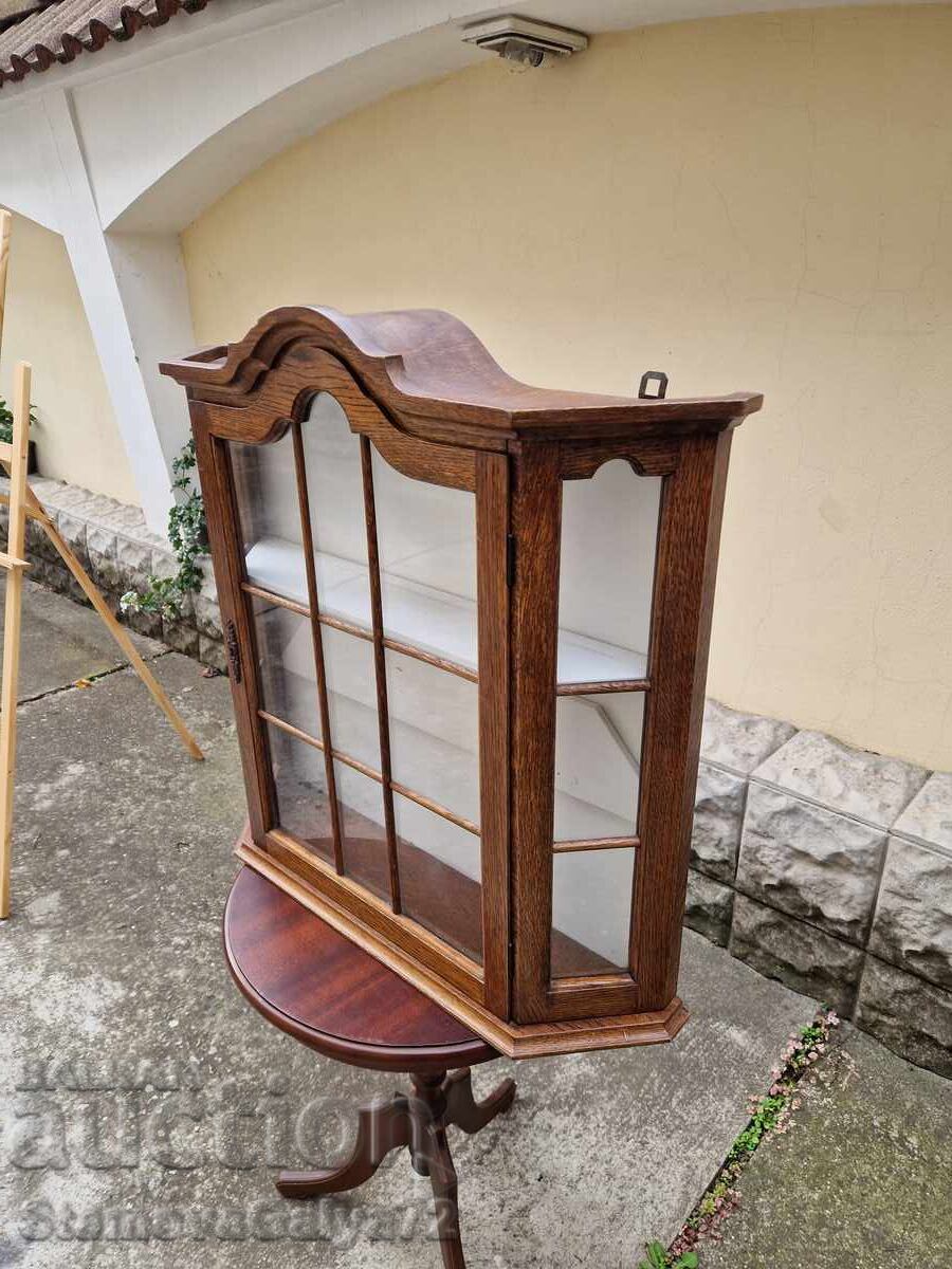 Wonderful antique wooden wall display cabinet - 6
