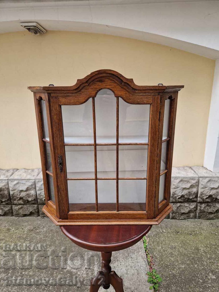 Wonderful antique wooden wall display cabinet