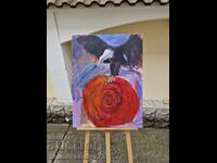 Minunată pictură în ulei antică pe pânză