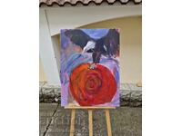 Minunată pictură în ulei antică pe pânză