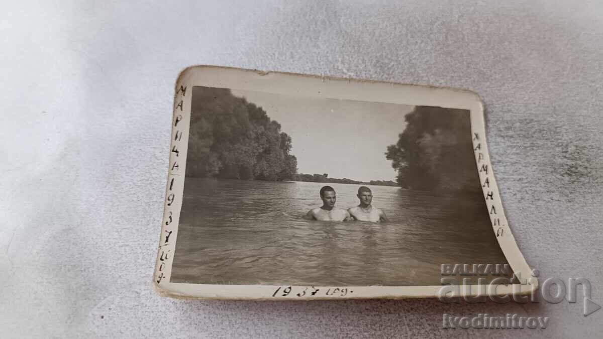 Photograph Harmanli Two Men Bathing in the Maritsa River 1937