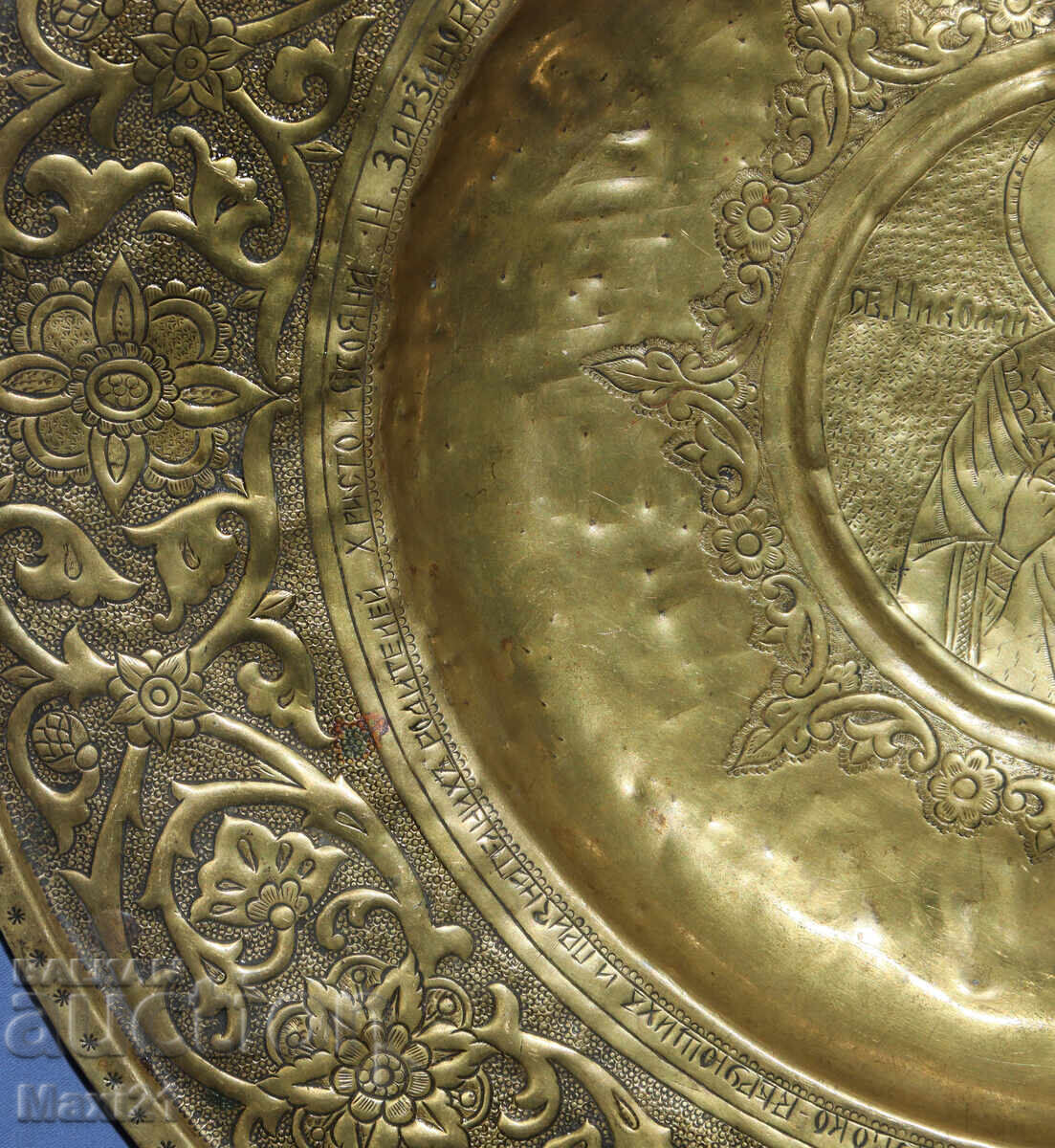 Ръчно изработена месингова скулптура икона 1931г. - 5