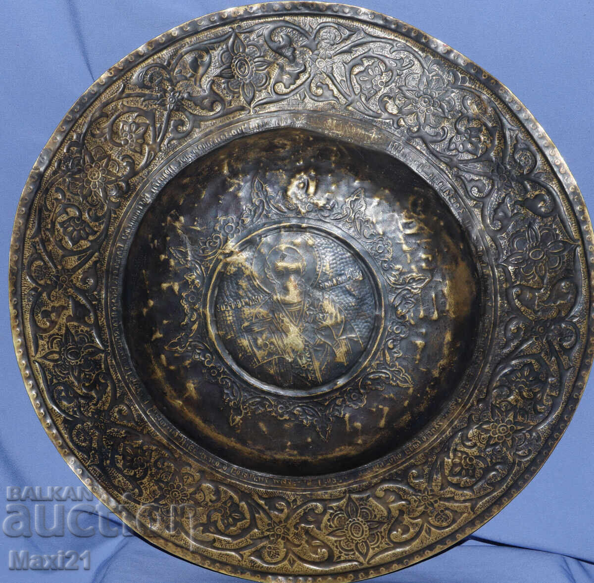 Ръчно изработена месингова скулптура икона 1931г. - 7