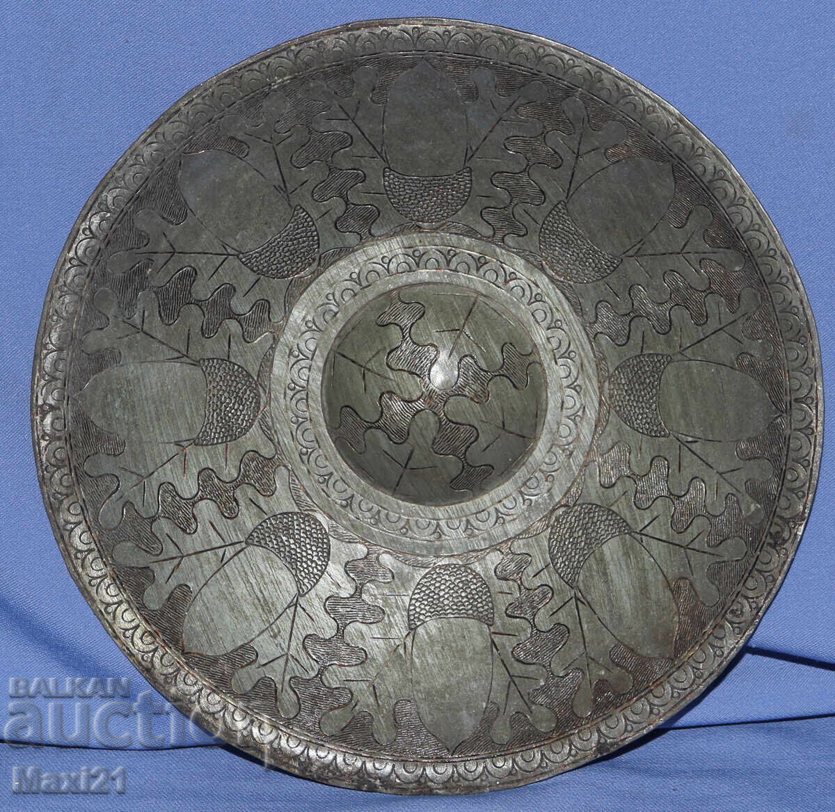 Старинна XIX век медна калайдисана чиния