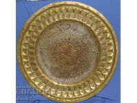 Старинен голям месингов декоративен поднос