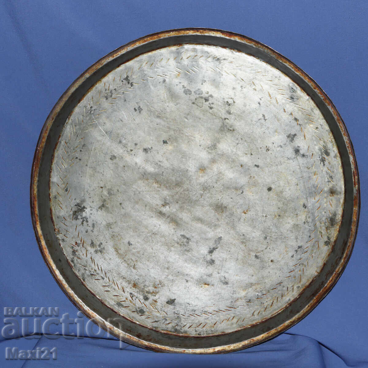 Μεγάλο παλιό χάλκινο κασσιτερωμένο ταψί δίσκος με τιμή 250.00 BGN | € 127.82