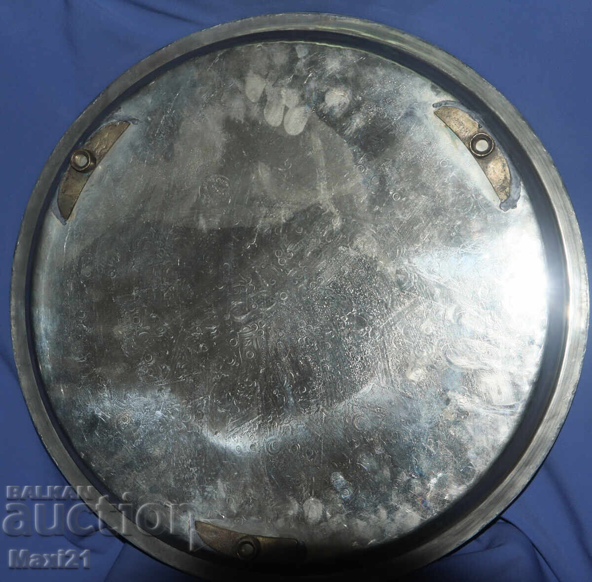 Μεγάλος παλιός μεταλλικός διακοσμητικός δίσκος - 6