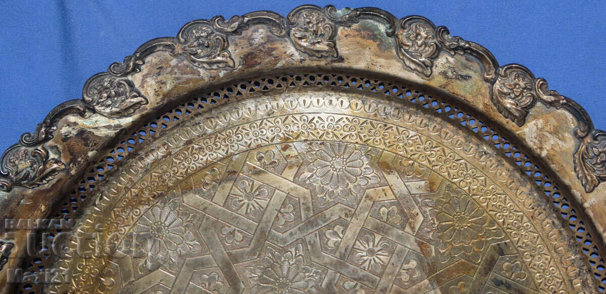 Аукцион Голям стар месингов декоративен поднос