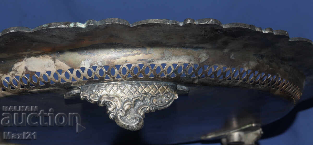 Голям стар месингов декоративен поднос - 7