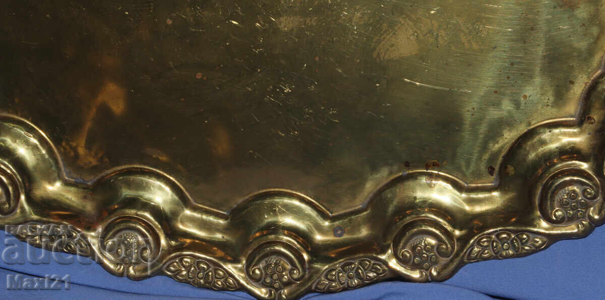 Αντίκα μεγάλος ορειχάλκινος διακοσμητικός δίσκος - 6