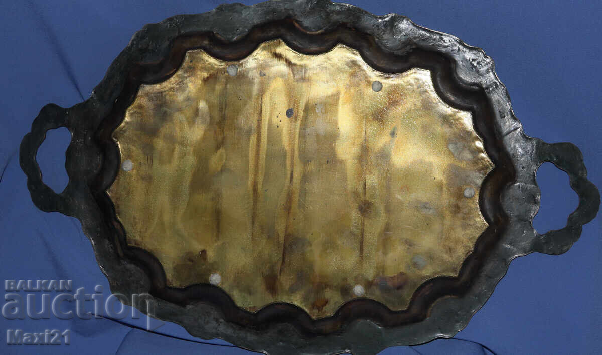 Αντίκα μεγάλος ορειχάλκινος διακοσμητικός δίσκος - 7