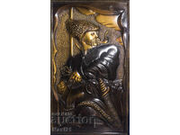 Ръчно изработен меден плакет картина казак