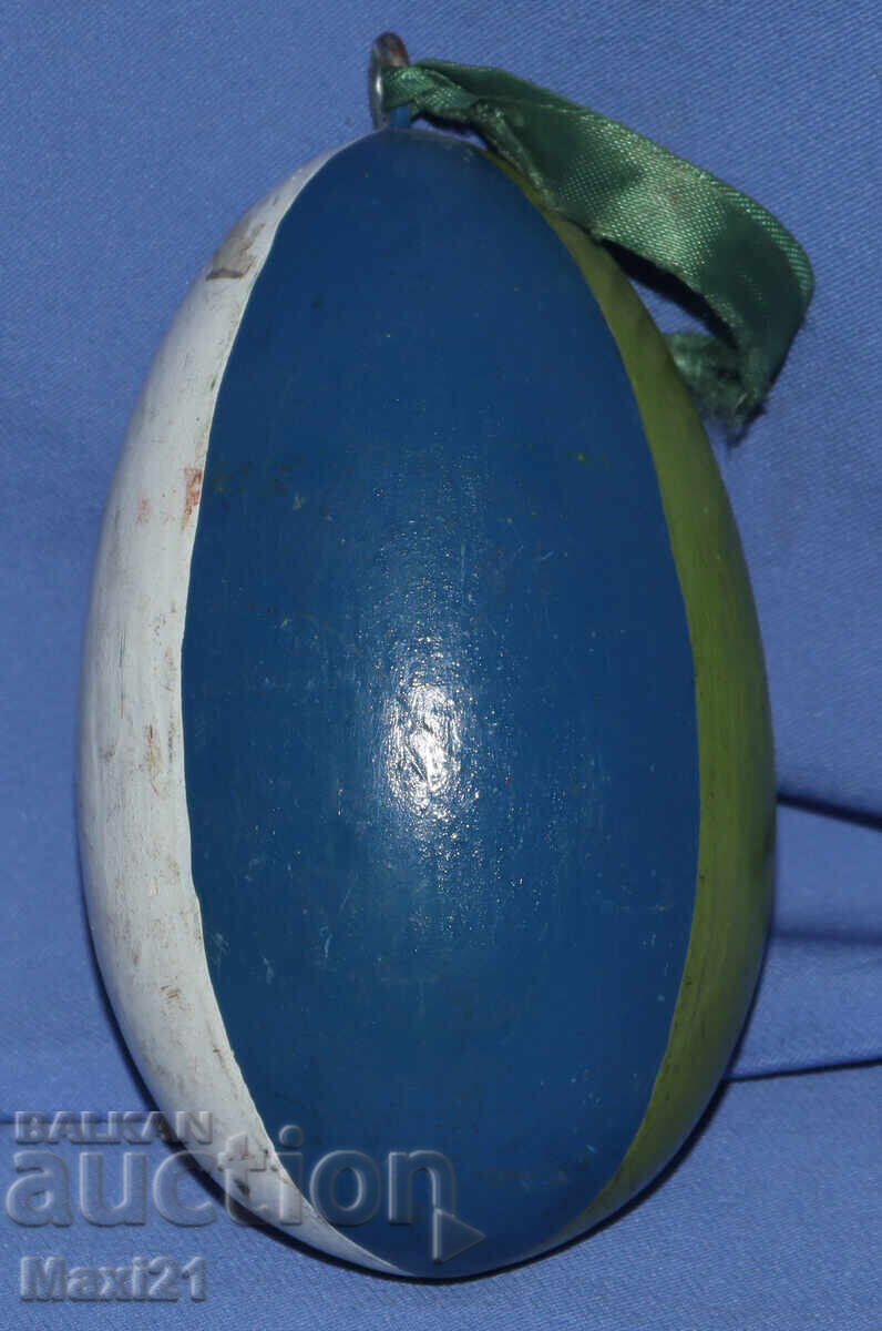 Παράδοση Αντίκα χειροποίητο ξύλινο αυγό με ζωγραφισμένο δικέφαλο αετό