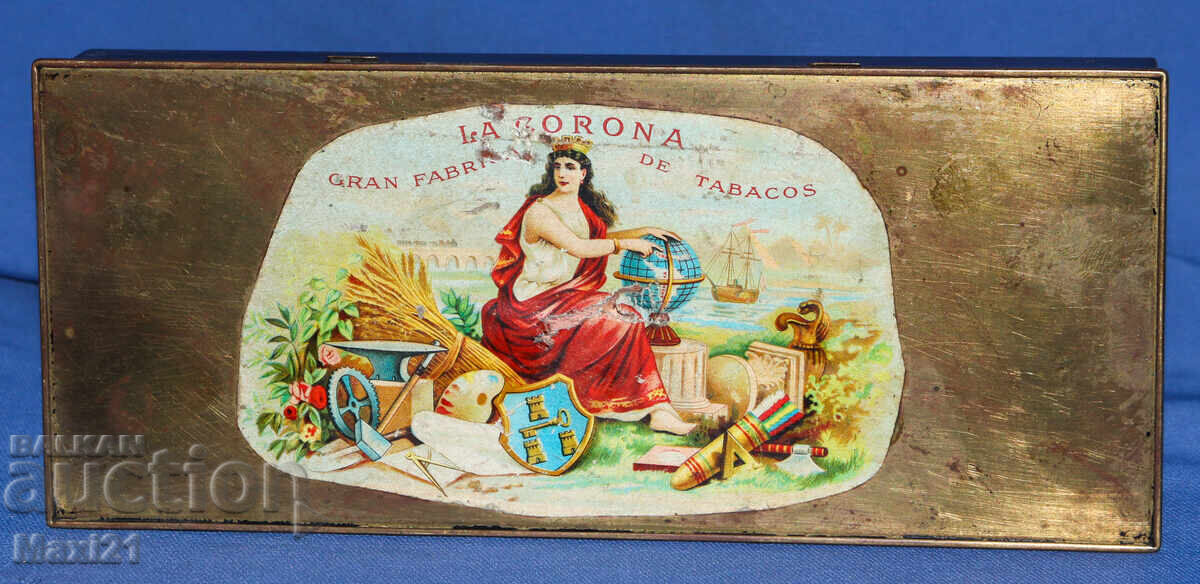 Δημοπρασία Παλιό κουτί τσιγάρων από ορείχαλκο Κούβας La Corona Δημοπρασία Παλιό κουτί τσιγάρων από ορείχαλκο Κούβας La Corona