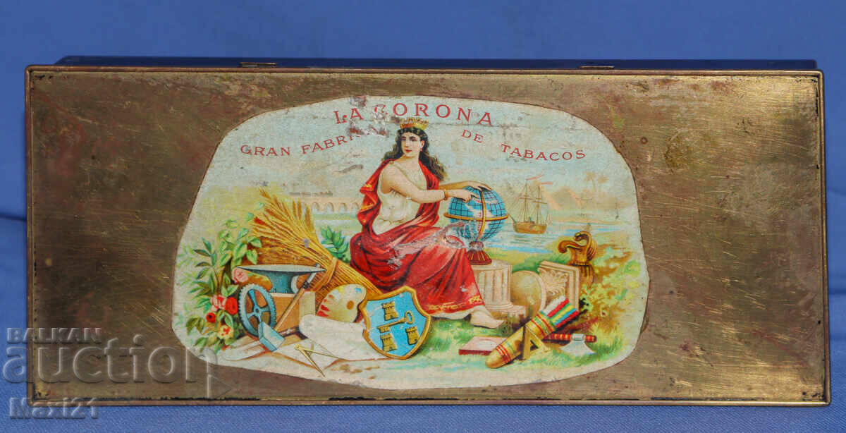 Παλιό κουτί τσιγάρων από ορείχαλκο Κούβας La Corona Παλιό κουτί τσιγάρων από ορείχαλκο Κούβας La Corona
