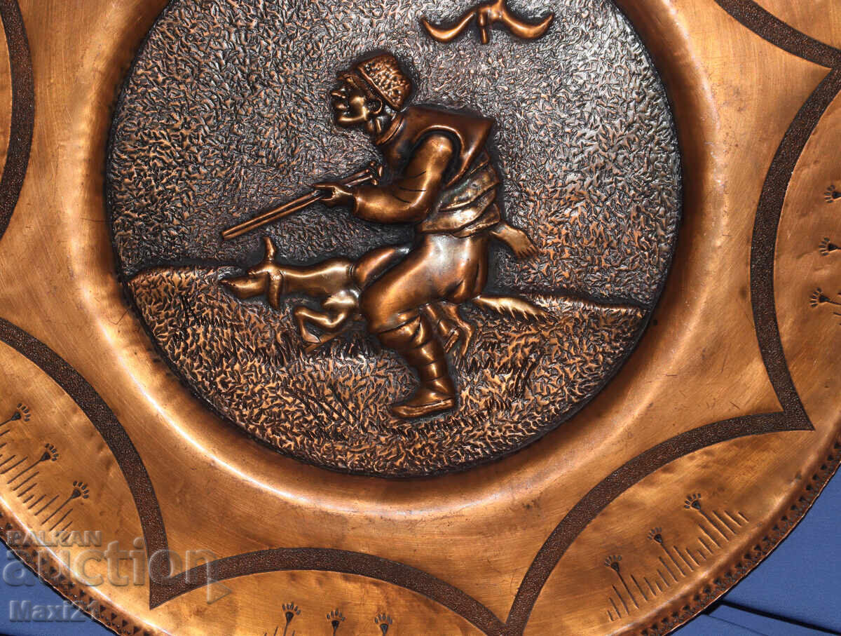Handmade copper plaque picture hunter - 5