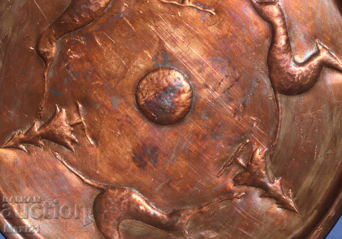 Large Antique Copper Wall Panel Decoration - 6