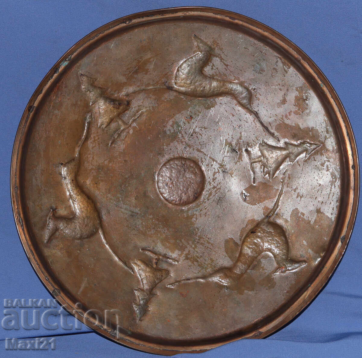 Large Antique Copper Wall Panel Decoration - 7