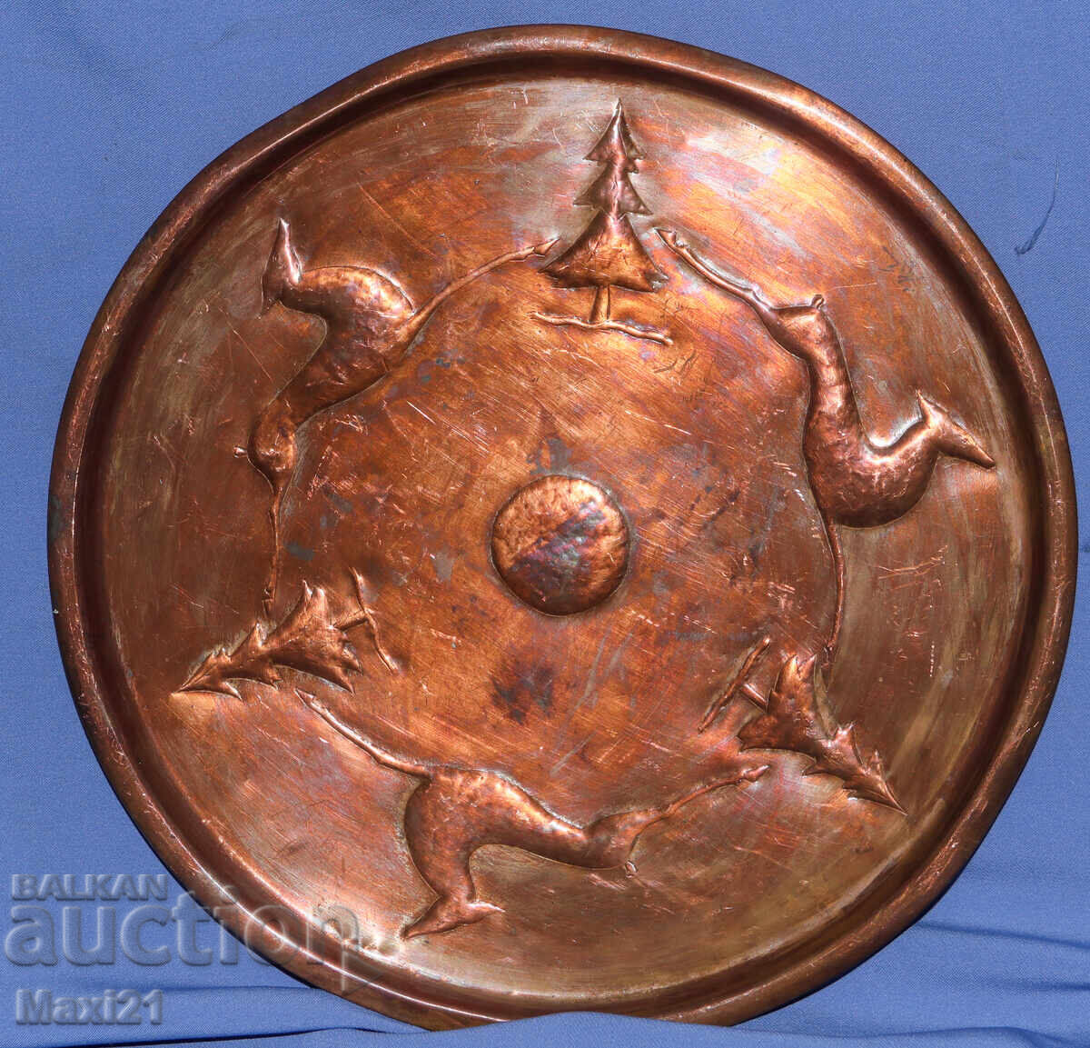 Large Antique Copper Wall Panel Decoration