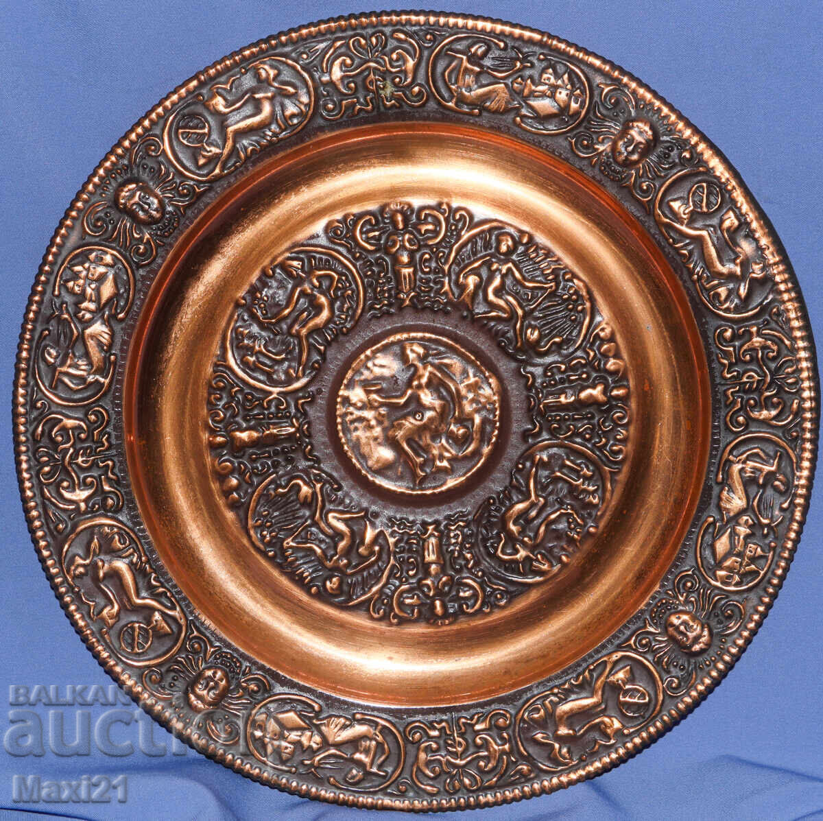 Аукцион Ръчно изработен меден плакет чиния стенна украса