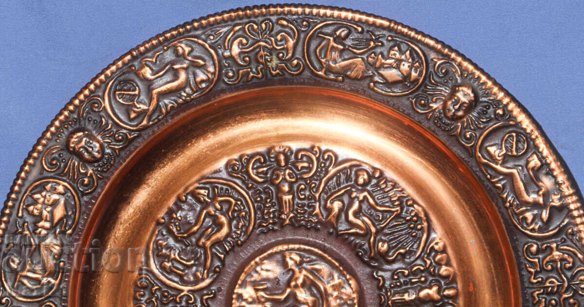 Livrarea Plachetă de cupru lucrată manual, farfurie, decorațiune de perete