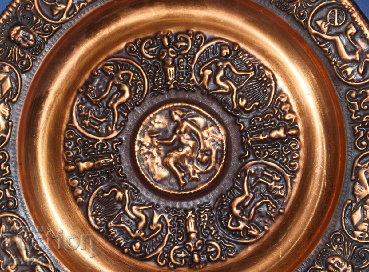 Plachetă de cupru lucrată manual, farfurie, decorațiune de perete - 5