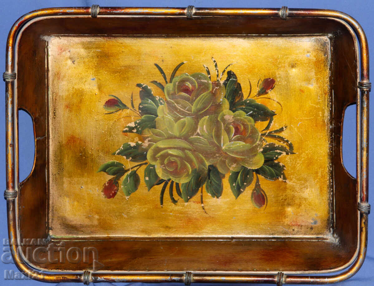 Αντίκα μεγάλος χειροποίητος ζωγραφιστός δίσκος χρώματος με τιμή 240.00 BGN | € 122.71