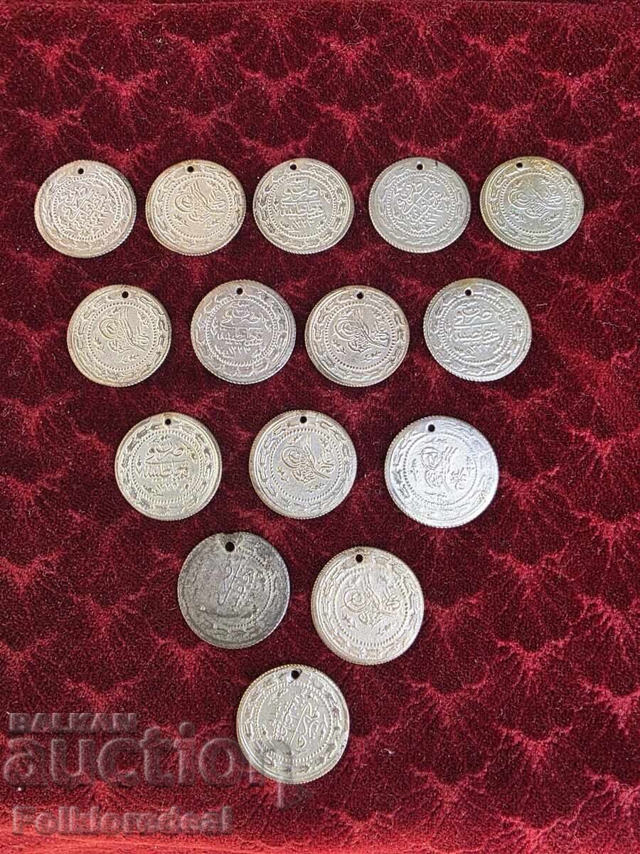 15 monede otomane de argint, sultanul Abdul Hamid al II-lea 15 monede otomane de argint, sultanul Abdul Hamid al II-lea