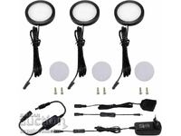 Set de 3 spoturi LED pentru dulap cu dimmer și întrerupător