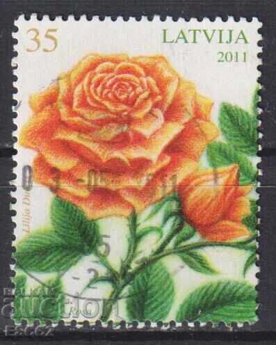Клеймована марка Флора Цвете Роза  2011 от Латвия
