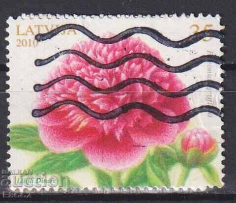 Cancelled postage stamp Flora Peony 2010 from Latvia