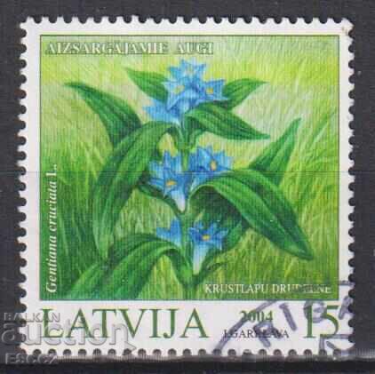 Timbrul poștal timbrat Flora Gentiene 2004 din Letonia