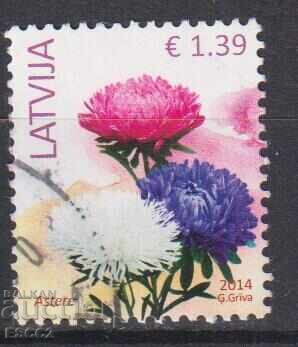 Stamped Flora Flowers Asters 2014 stamp from Latvia