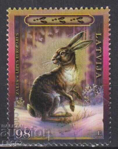 Timbre timbrat Fauna Iepuri 2009 din Letonia Timbre timbrat Fauna Iepuri 2009 din Letonia
