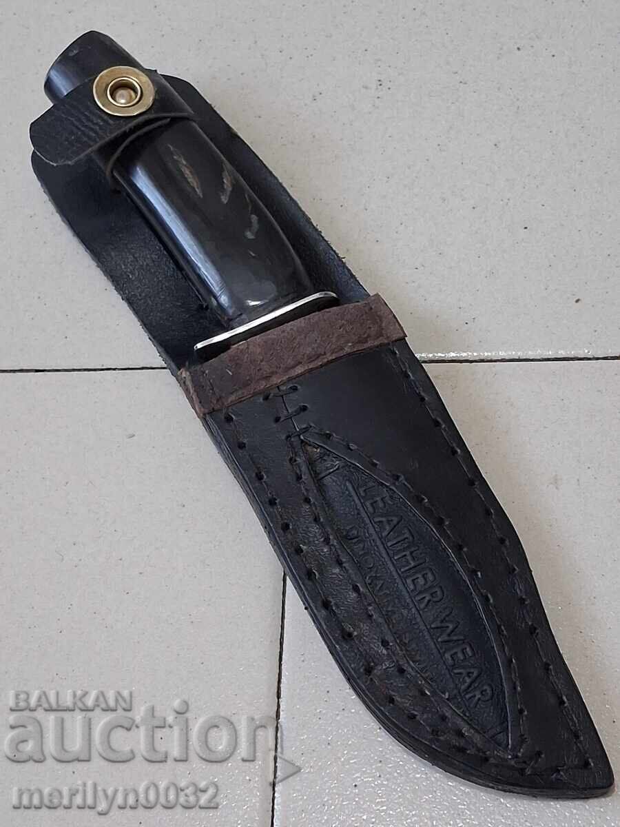 Hunting knife with a sheath, buffalo horn handle with price 127.00 BGN | € 64.93
