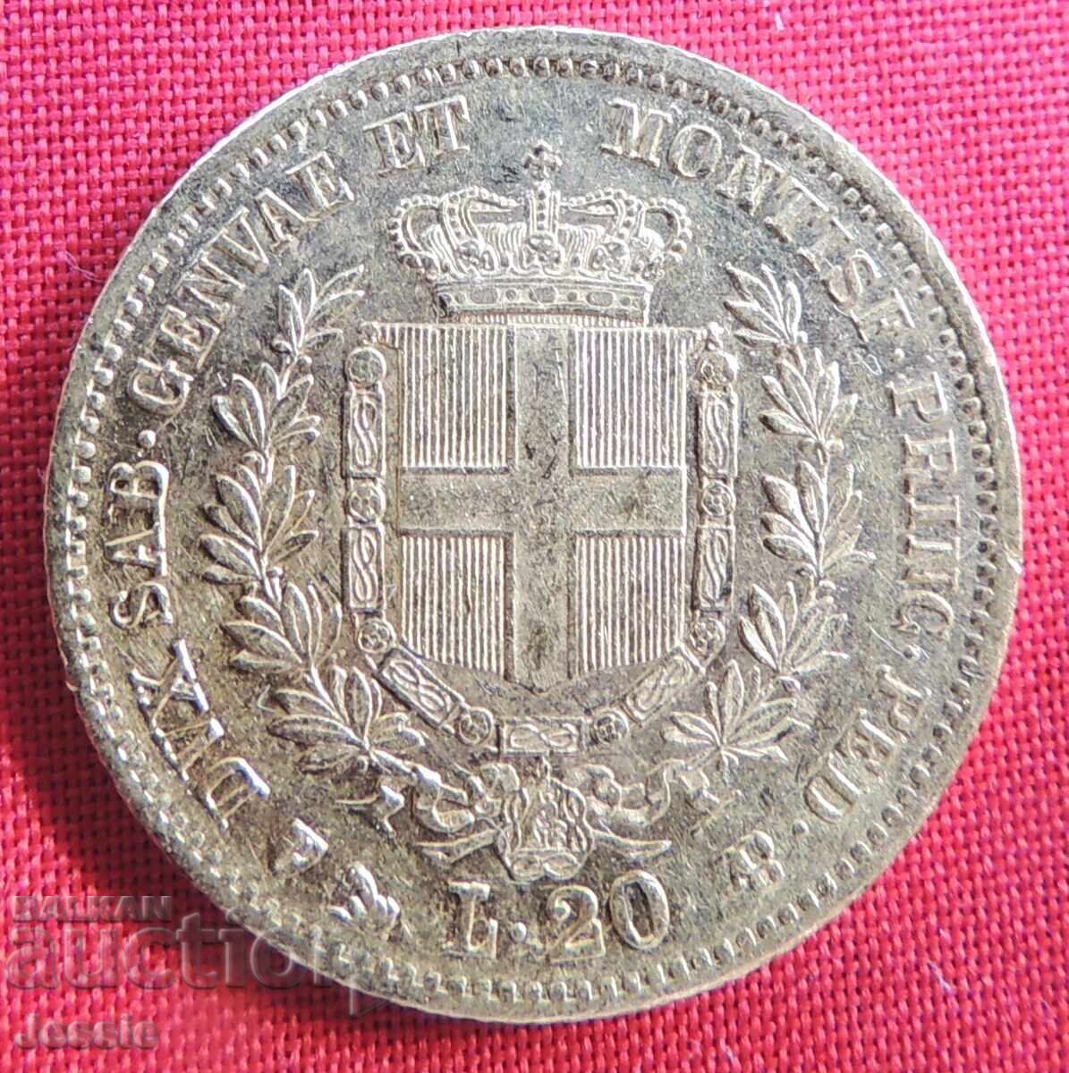 20 Lire 1856 Genoa Italy (Gold)