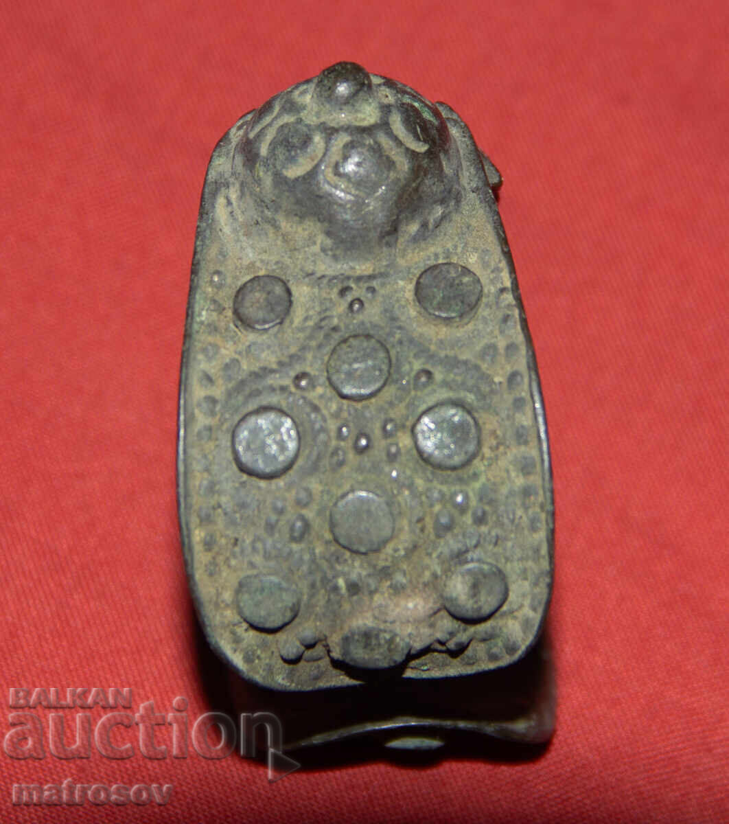 Brățară veche tradițională din bronz, bijuterie, cataramă - 5