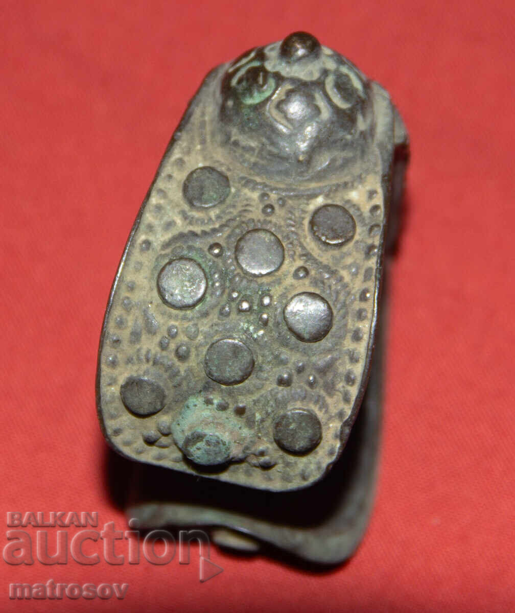 Brățară veche tradițională din bronz, bijuterie, cataramă - 6