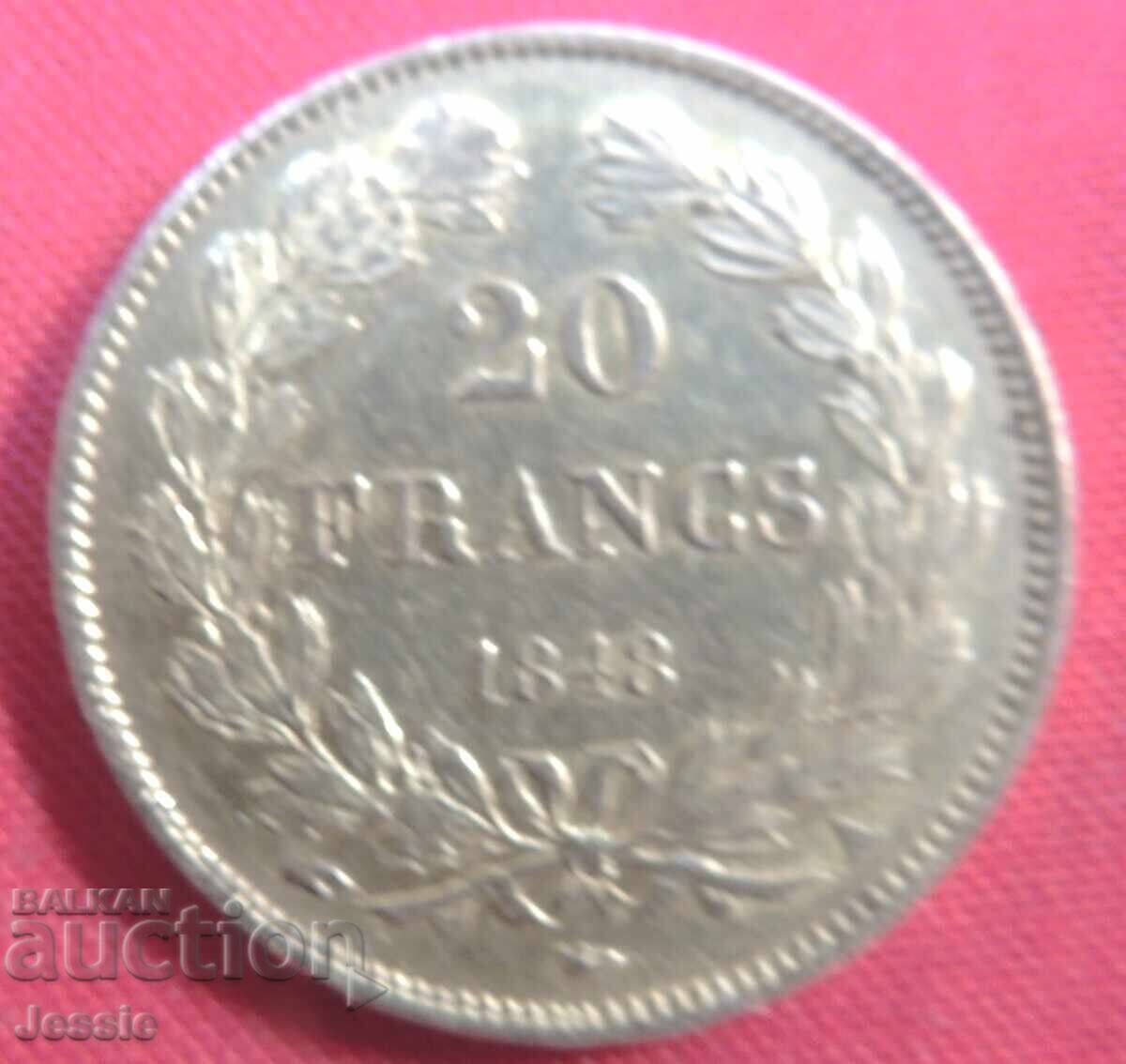 20 Franci 1848 A Franța ( 20 franka Frantsiya ) ( aur )
