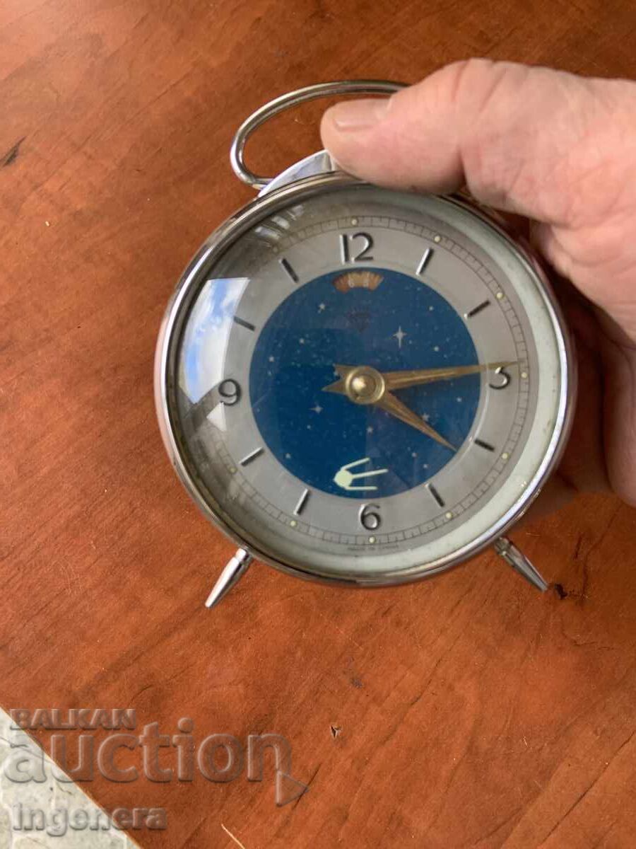 Auction  TABLE CLOCK ALARM CLOCK MECHANICAL WORKS RINGS