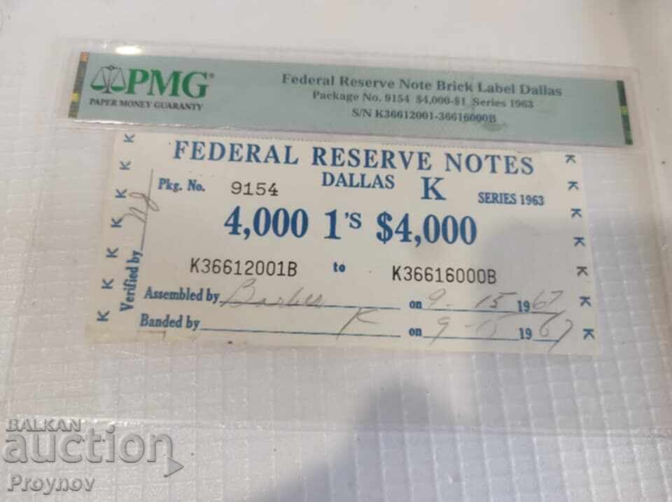 Delivery of Certified Federal Reserve Note from 1963 Delivery of Certified Federal Reserve Note from 1963