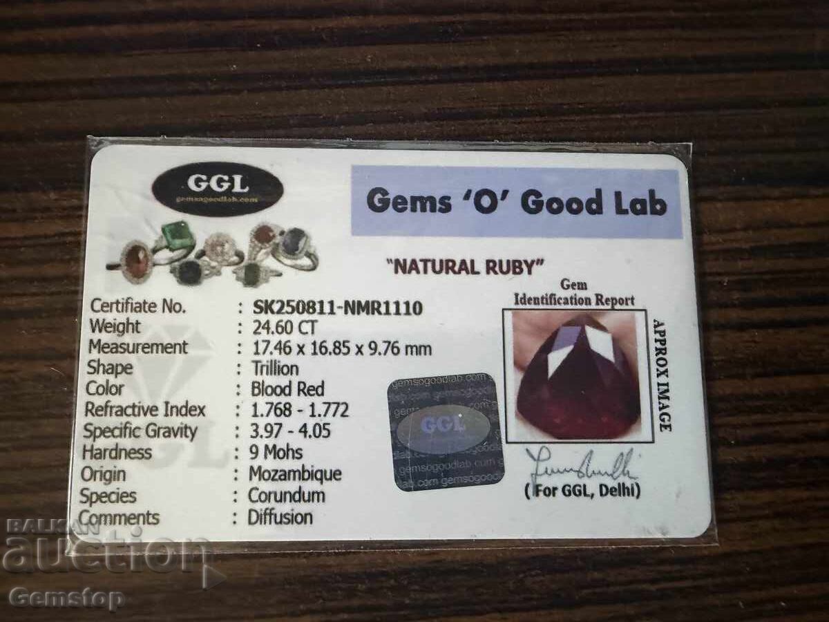 BZȚ! 24.60 ct rubin natural trilion certificat GGL de la 1st! - 7 BZȚ! 24.60 ct rubin natural trilion certificat GGL de la 1st! - 7