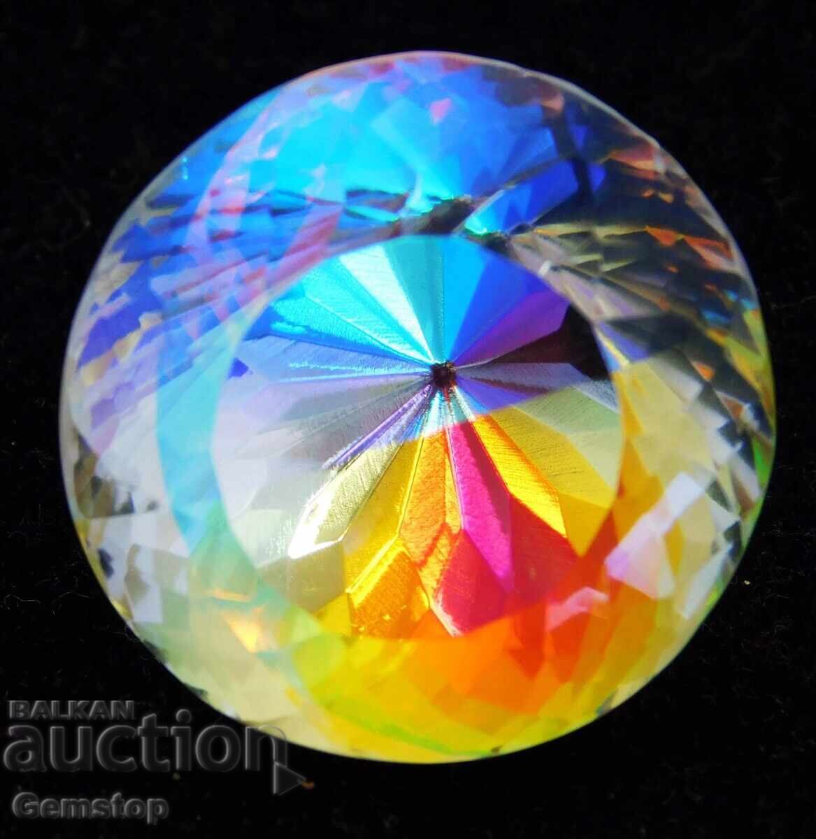 BZC! 72.85 ct Natural Mystic Topaz Round Cert. AGL from 1st! BZC! 72.85 ct Natural Mystic Topaz Round Cert. AGL from 1st!