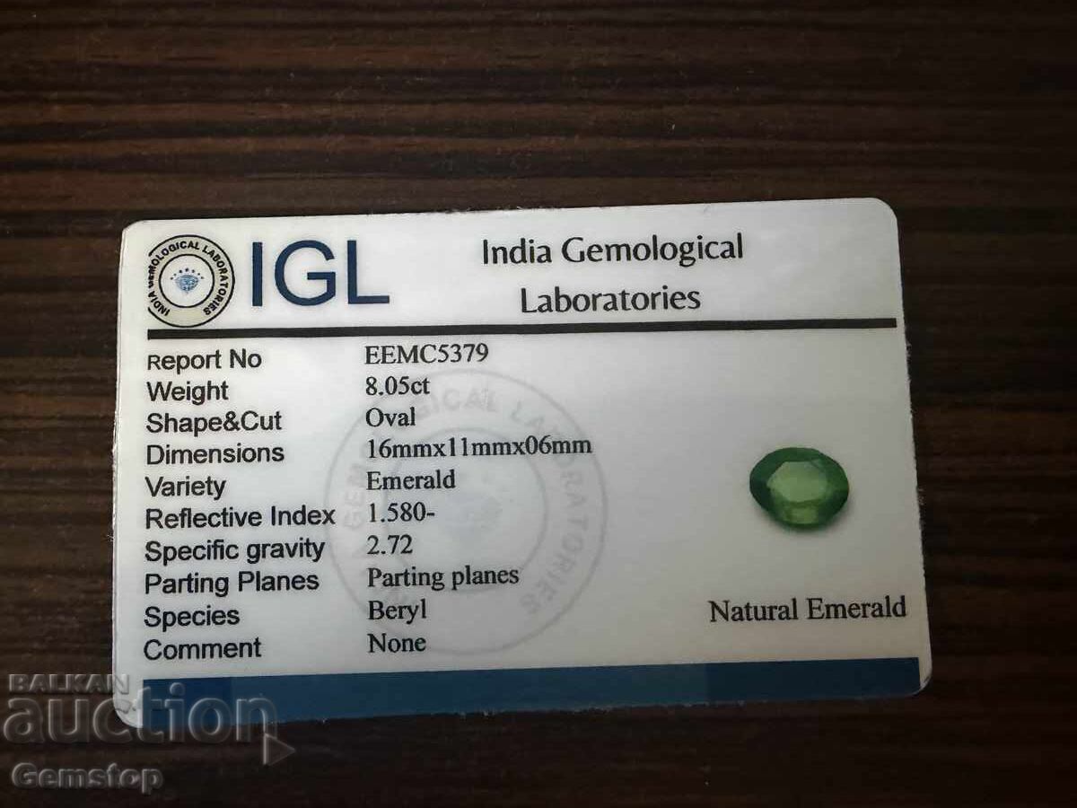 БЗЦ! 8.05 к-та естествен емералд овал серт.IGL от 1ст! - 5 БЗЦ! 8.05 к-та естествен емералд овал серт.IGL от 1ст! - 5